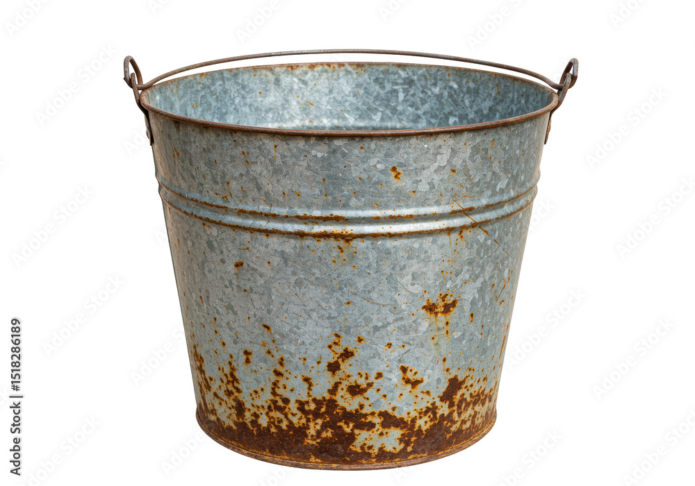 Isolated Old Rusty Metal Bucket with Handle Isolated Old Rusty Metal Bucket with Handle