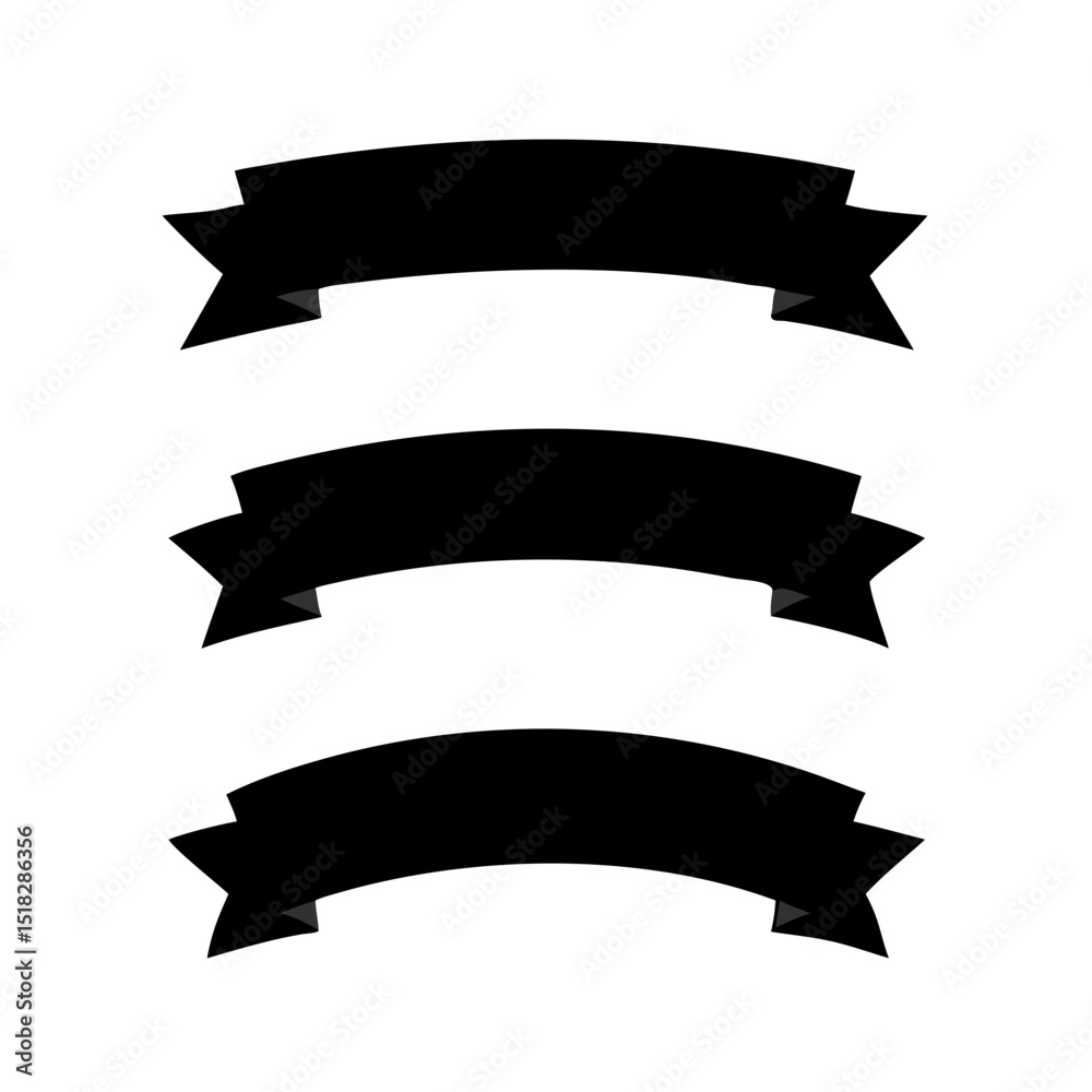 Three black silhouette ribbon banners design elements Three black silhouette ribbon banners design elements