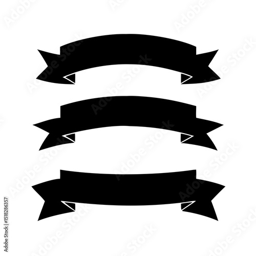Free Download Three black silhouette ribbon banners design set - GFXLoad