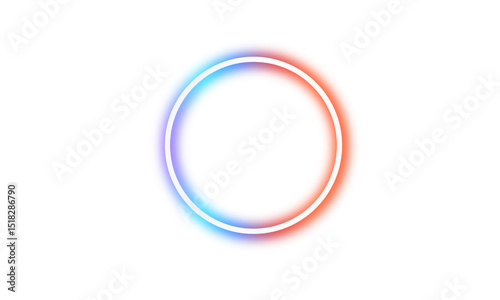 Neon Circle Frame on transparent Background. Blue and Pink Glow. Glowing Neon Ring. Colorful Light Effect. Design Element PNG