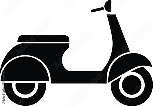 Black and White Silhouette Illustration of a Classic ItalianStyle Scooter on a White Background