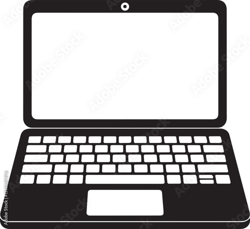 Black and white laptop icon simple design perfect for technology and business concepts