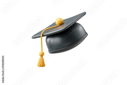 PNG Floating graduation cap with tassel on black background