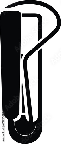 Black and White of a Vintage Hair Curling Iron Tool Illustration