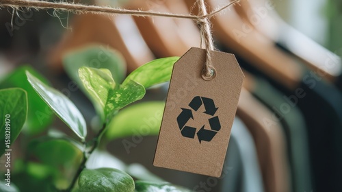 The eco-friendly tag hanging from a plant in a stylish retail environment