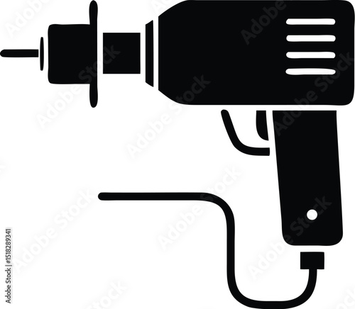 Black and White of a Power Drill with Cord Detail