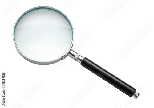 Photos Isolated Silver Framed Magnifying Glass with Black Handle