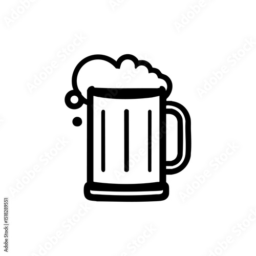 Vector logo of a beer mug with foamy top in clean black and white minimal style. Silhouette of frothy beer glass icon, perfect for bars, breweries, or pubs.




