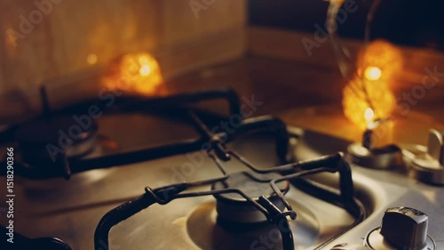 Waviness effect of Boil the coffee in the coffee maker and make steam and condensate strobes. Coffee brewing process in the coffee maker. Romantic ambiance and macro filming with the slider