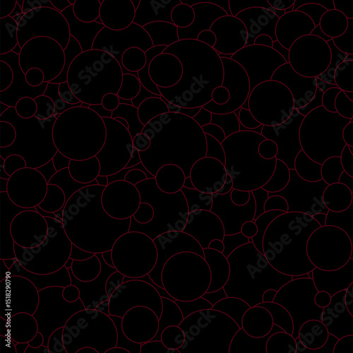 Bold and playful red dots in vivid hues float chaotically across a seamless dark backdrop, forming a stylish and modern vector pattern