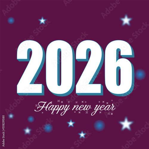 Happy new year 2026 Text poster in illustration