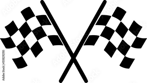 two crossed checkered Flag NASCAR Racing flag silhouette,Racing start and finish checkered flag
