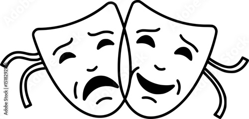 Theater masks silhouette,masks clipart,Theater masks vector art
