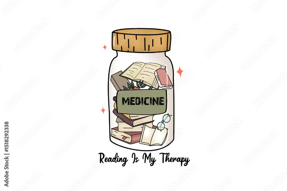 Fototapeta premium Medicine in a jar with books and eyeglasses isolated on transparent background