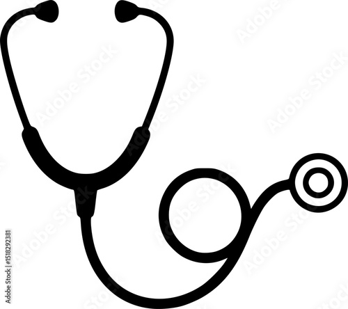 medical stethoscope icon, Stethoscope black silhouette
