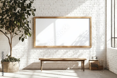 Bright and airy gallery space featuring a blank canvas ready for creativity in a modern environment