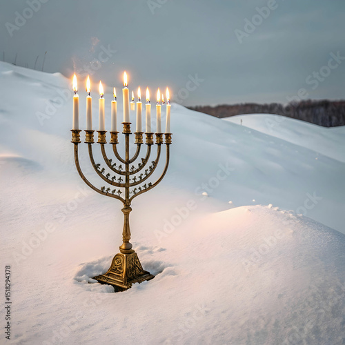 jewish menorah candles on white background