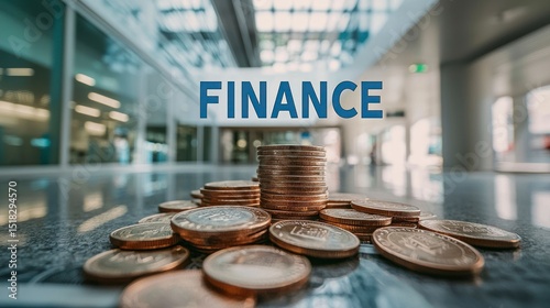 Finance, visual representation of financial wealth and prosperity in a modern setting.
