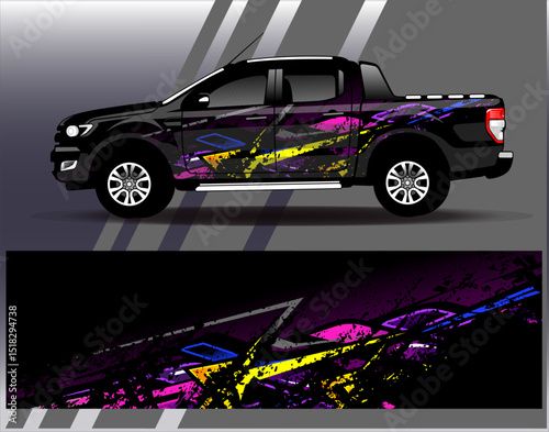 Car wrap design vector. Graphic abstract stripe racing background designs for vehicle, rally, race, adventure and car racing livery
