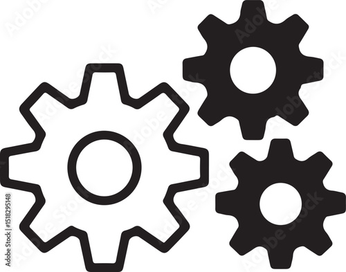 Simple vector illustration of three interconnected gear wheels in a business context.