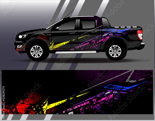 Car wrap design vector. Graphic abstract stripe racing background designs for vehicle, rally, race, adventure and car racing livery
