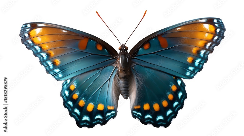Fototapeta premium Vibrant Blue Butterfly with Orange Spots on Elegant Wings
