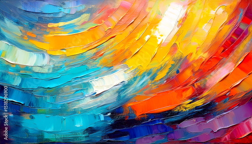 Vibrant Abstract Beauty of Swirling Colors in Dynamic Motion with Bold Brushstrokes and Rich Textures