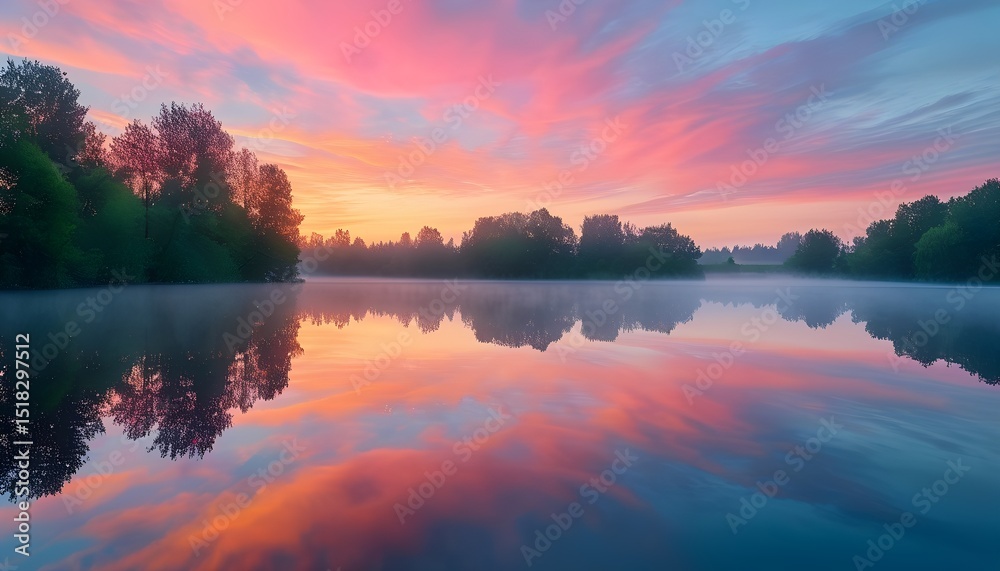 Fototapeta premium The beautiful natural sunrise background over the river