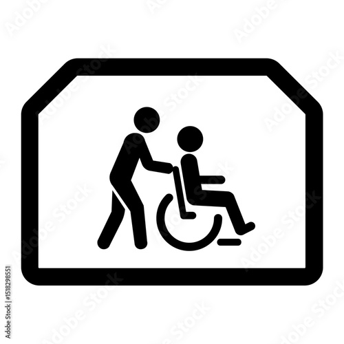 福祉施設　介助者と車椅子ユーザーのアイコン