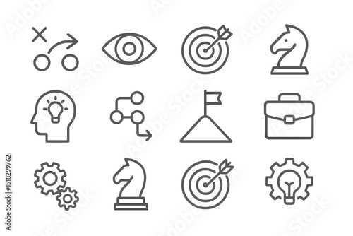 Creative symbols representing strategy, vision, and progress in a business context