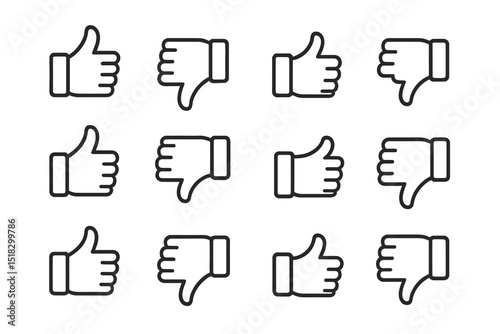 Thumbs up and thumbs down icons arranged in a grid for expressing opinions and feedback