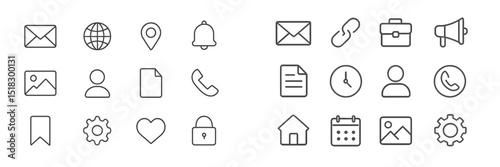Collection of minimalistic icons representing various communication and organizational concepts on a plain background