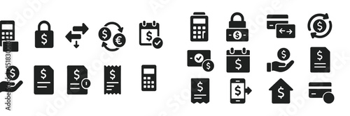 Financial transactions represented through various icons and symbols illustrating money management in modern banking