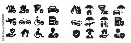 Emergency preparedness icons illustrating natural disasters and safety measures for various situations