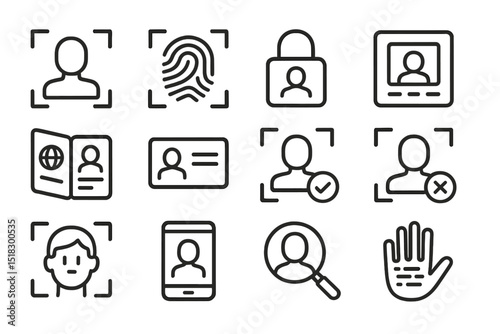 Security and identity verification icons representing digital authentication methods for modern applications