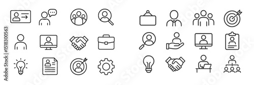 Icons representing communication, teamwork, and career development concepts suitable for presentations or educational materials