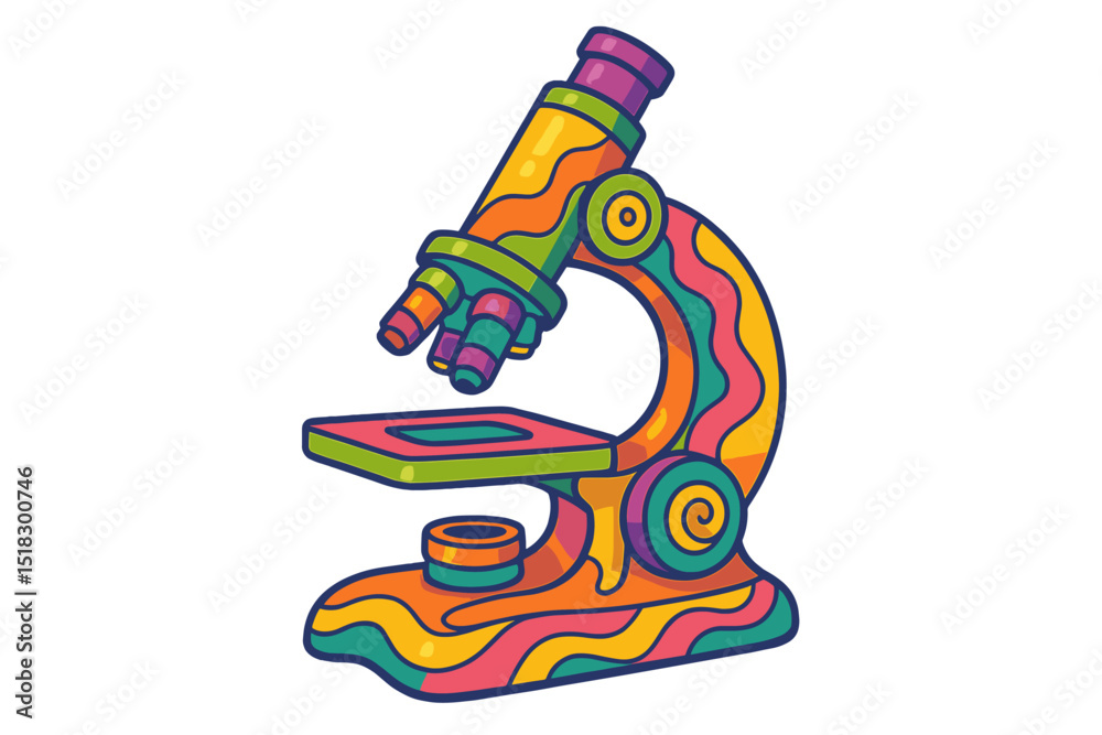 Fototapeta premium Colorful cartoon microscope illustration suitable for educational settings and children?s materials