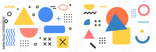 Colorful geometric shapes and patterns create a vibrant abstract design for artistic inspiration and creative projects