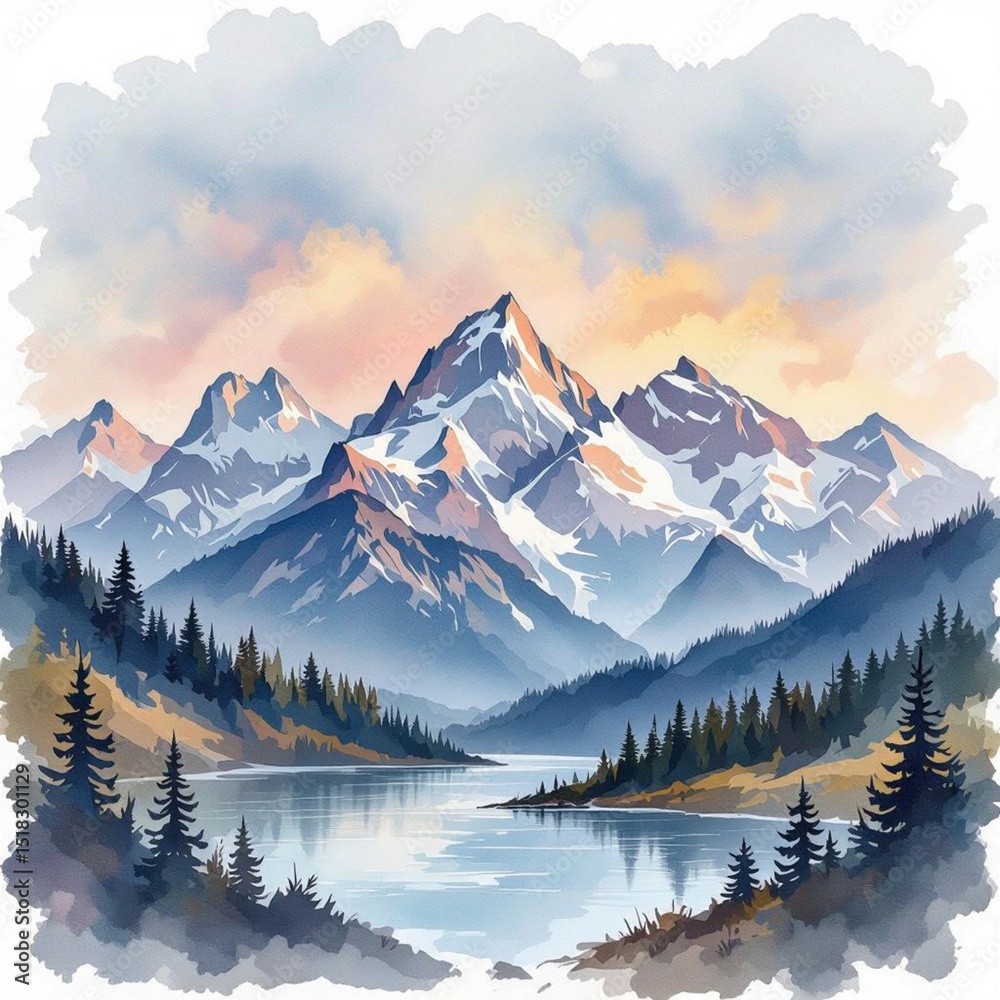Obraz premium mountain landscape with lake and mountains