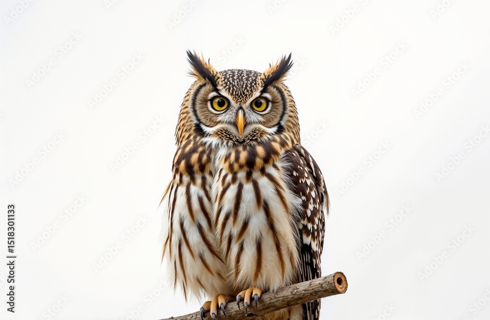 Naklejka premium Realistic Owl Isolated on White Background – AI-Generated Image