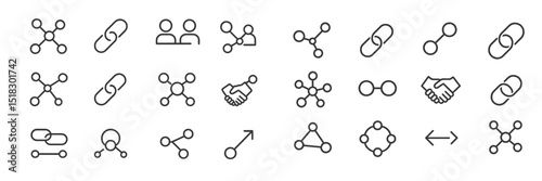 Illustration of various connection symbols and icons representing networking and collaboration concepts