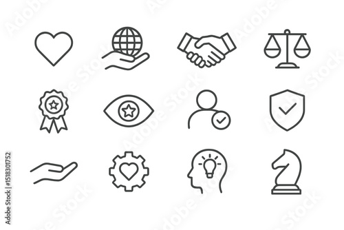 Symbols of connection, trust, and awareness represented through simple line icons
