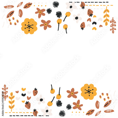 オレンジ系のかわいいボタニカルフレーム