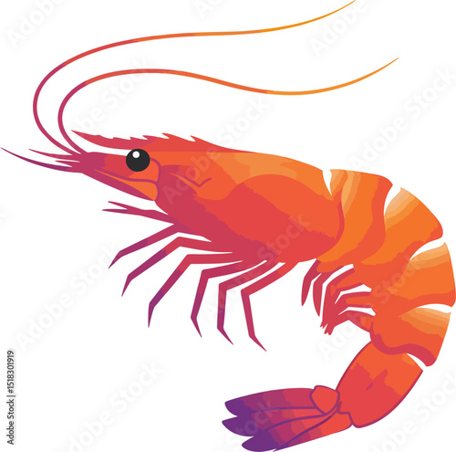 Monochrome Vector Shrimp in Smooth Curve Style
