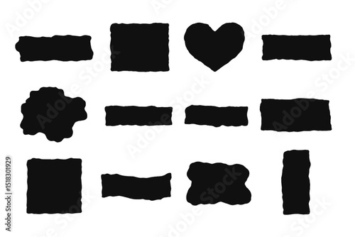 Various abstract black shapes and outlines arranged in a creative pattern suitable for design projects