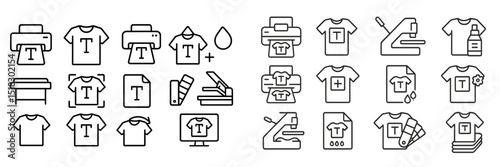 Illustration of various screen printing processes and equipment used in t-shirt production