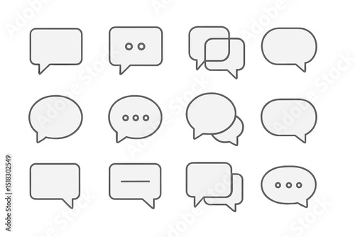 Various speech bubble designs on a transparent background for digital communication and design purposes