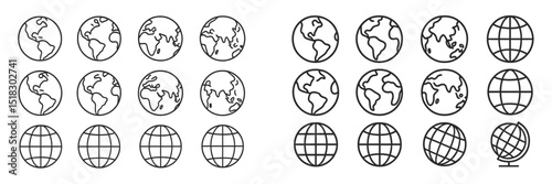 Exploration and representation of different globe designs in a unique pattern layout highlighting global themes