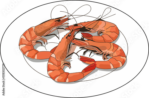 Shrimp Outline Vector in Stylized Tribal Pattern.