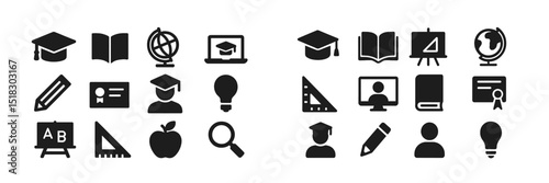 Educational symbols representing learning, knowledge, and student achievements in a modern classroom setup
